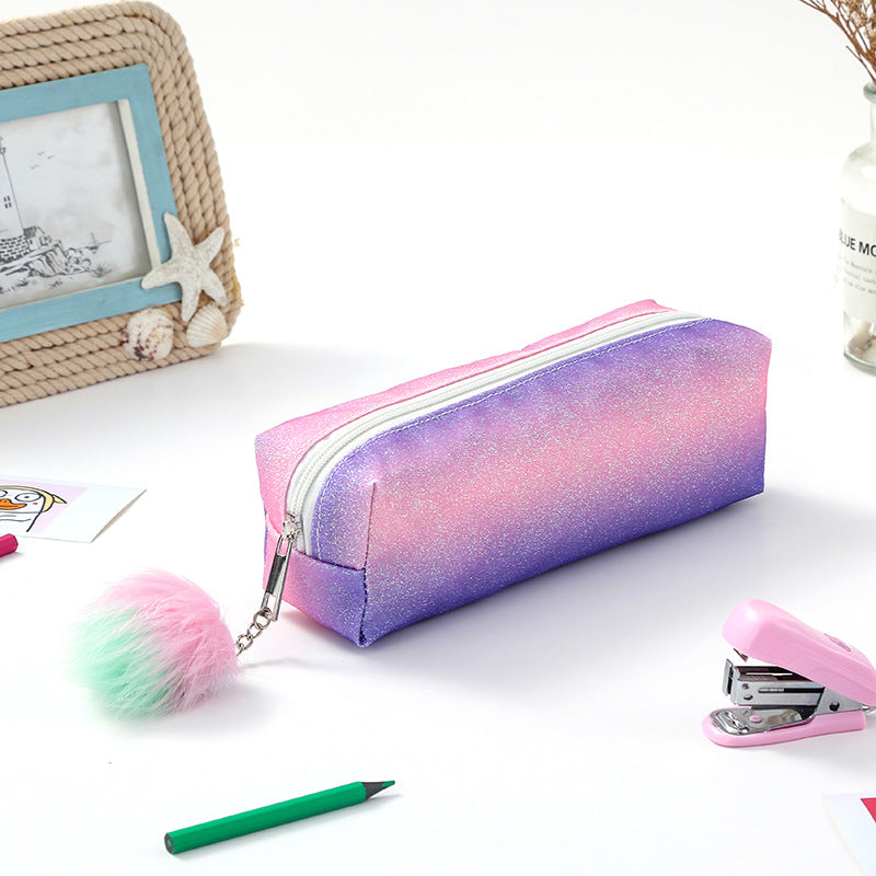 Wholesale Rainbow Glitter Polyester Pencil Case